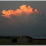 Cumulonimbus cloud, summer evening sunset driving through Montana