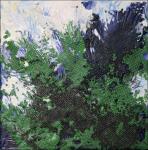 Conifer, 6 x 6 x 2 inches Encaustic, work continues around all sides, frame unnecessary