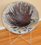 Cycad Fossil Chair, 29 x 29 x 29 inches refurbished vintage chair, mixed media, fossils