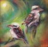 Kookaburrahs at the Australia Zoo, Beerwah, Queensland, 11 x 11 x 3 inches acrylics on canvas, gallery wrapped sides painted