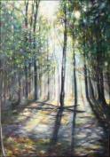 Morning Light, 58 x 41 x 2 inches acrylics on canvas, gallery wrapped sides painted