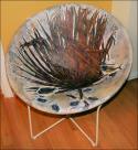 Cycad Leaf Fossil Chair, 29 x 29 x 29 inches, vintage chair, canvas, carved plaster, mixed media