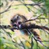The Visitor, 11 x 11 x 3 inches acrylics on canvas, gallery wrapped sides painted