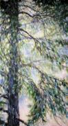 Sun Shower, 85 x 45 x 2 inches acrylics on canvas, masking fluid used. 