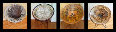 The Chairs: Cycad Leaf Fossil, Mayan Bowl Replica, Salish Wood Whorl Replica, The Tree of Life